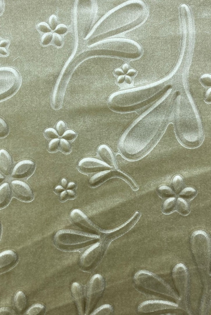 13439 KADİFE KUMAŞ/YERLİ/LEZ/POLYESTER/3D BASKI/BEJ/145 CM