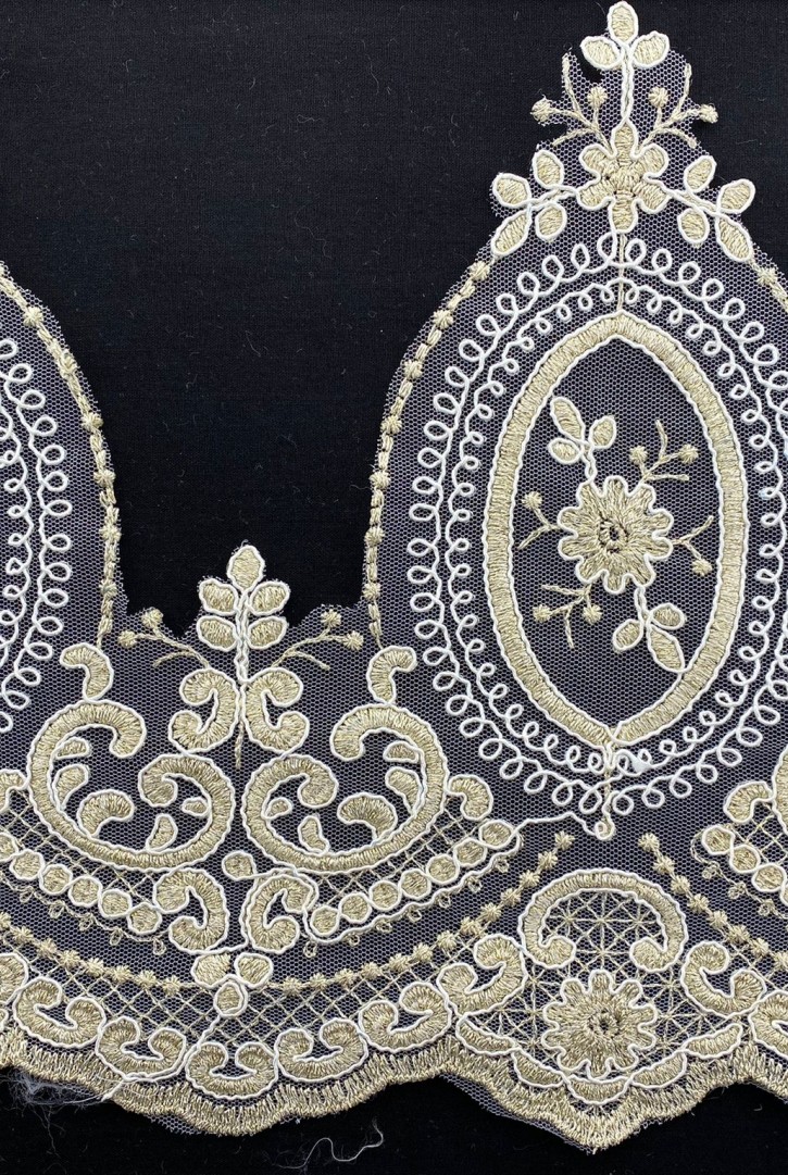 Gold Simli Kordlu Mat Polyester Brode Bant, 23,5 cm