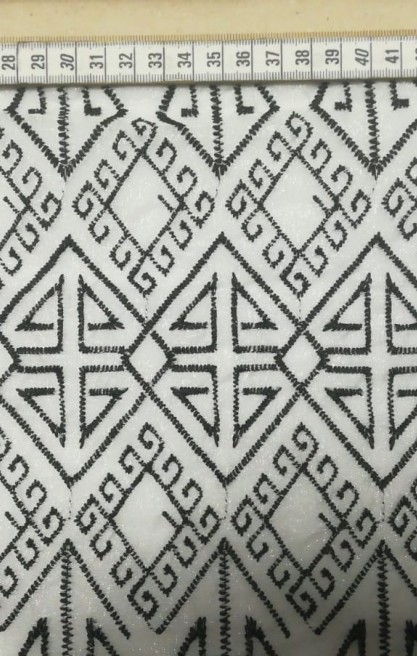 2914 BRODE/YERLİ/LEZ/POLYESTER/BEYAZ ORGANZE ÜZERİ/SİYAH/145 CM