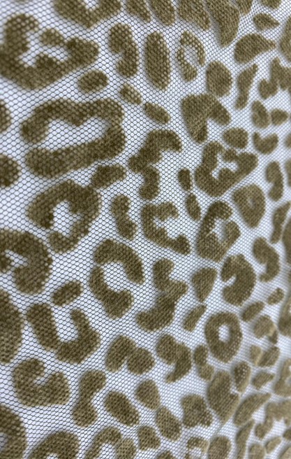 135 cm Yeşil Flok Baskılı Tül