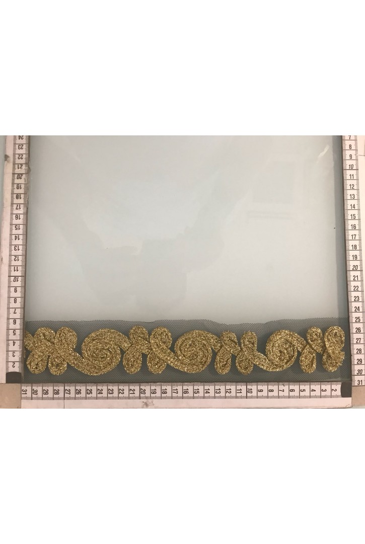 1675 ŞERİT/GOLD SİMLİ/TÜL ÜZERİ/SİYAH-GOLD