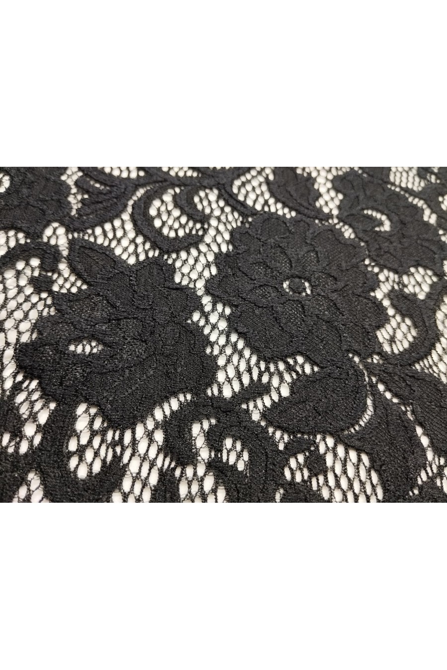 Siyah Likralı Naylon Dantel, İthal
