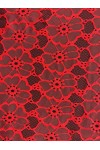 Kırmızı Parlak Polyester Dantel Kumaş - 135 cm