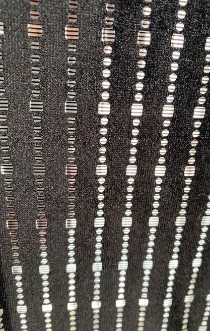 Çizgili Gümüş Aynalı Kadife Kumaş, 140 cm