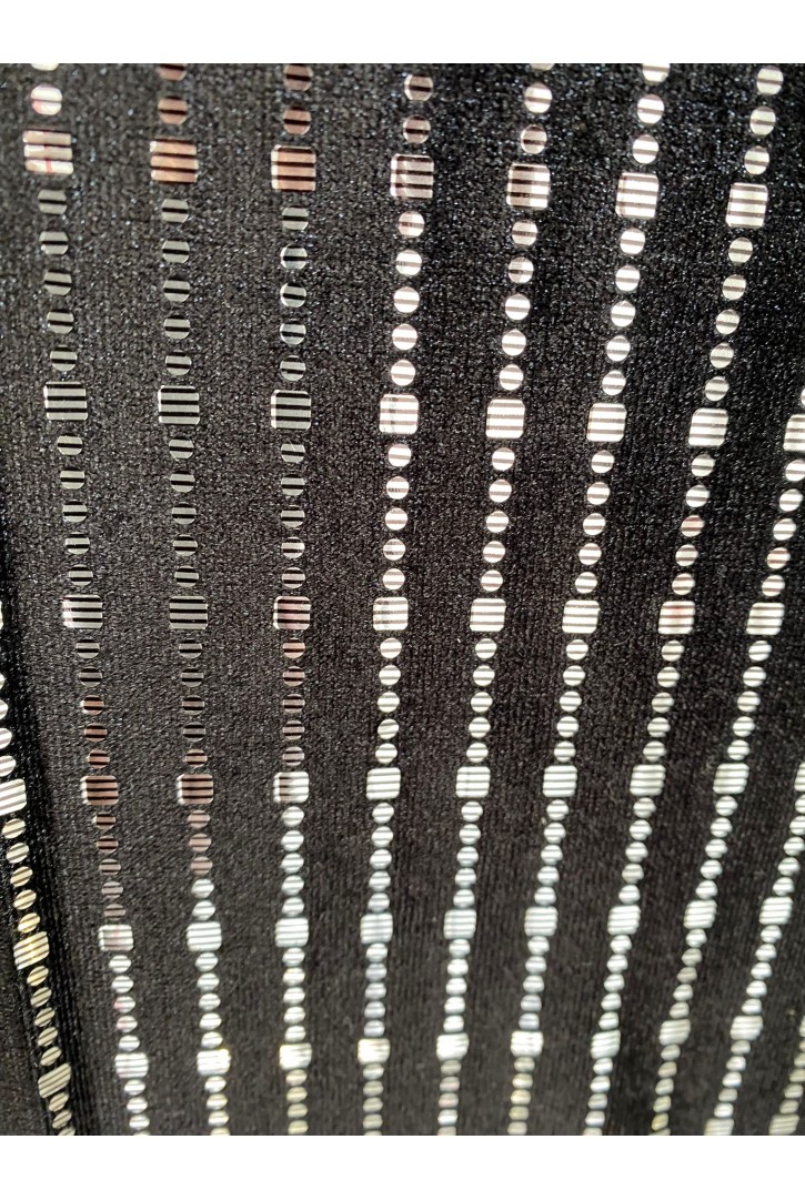 Çizgili Gümüş Aynalı Kadife Kumaş, 140 cm