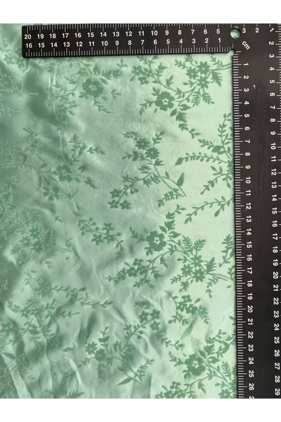 Mint Renkli Mat Polyester Saten Kumaş, Flok Baskı