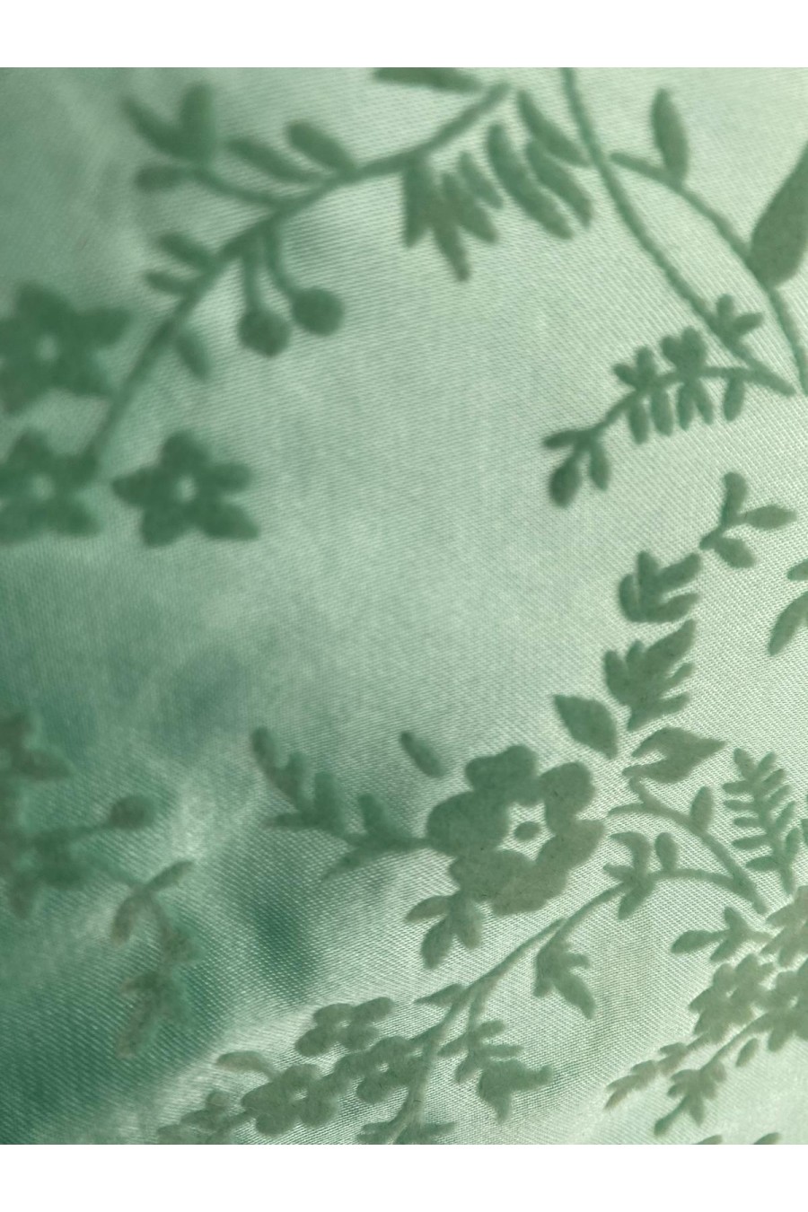 Mint Renkli Mat Polyester Saten Kumaş, Flok Baskı