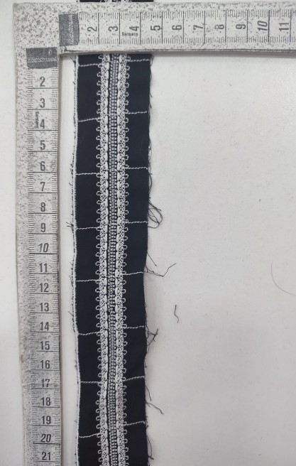 Siyah Pamuk Polyester Vual Brode Bant, Yerli