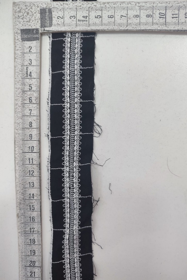 Siyah Pamuk Polyester Vual Brode Bant, Yerli