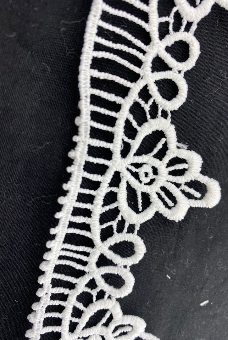 5 cm Beyaz Yerli Güpür Bant, Mat Polyester