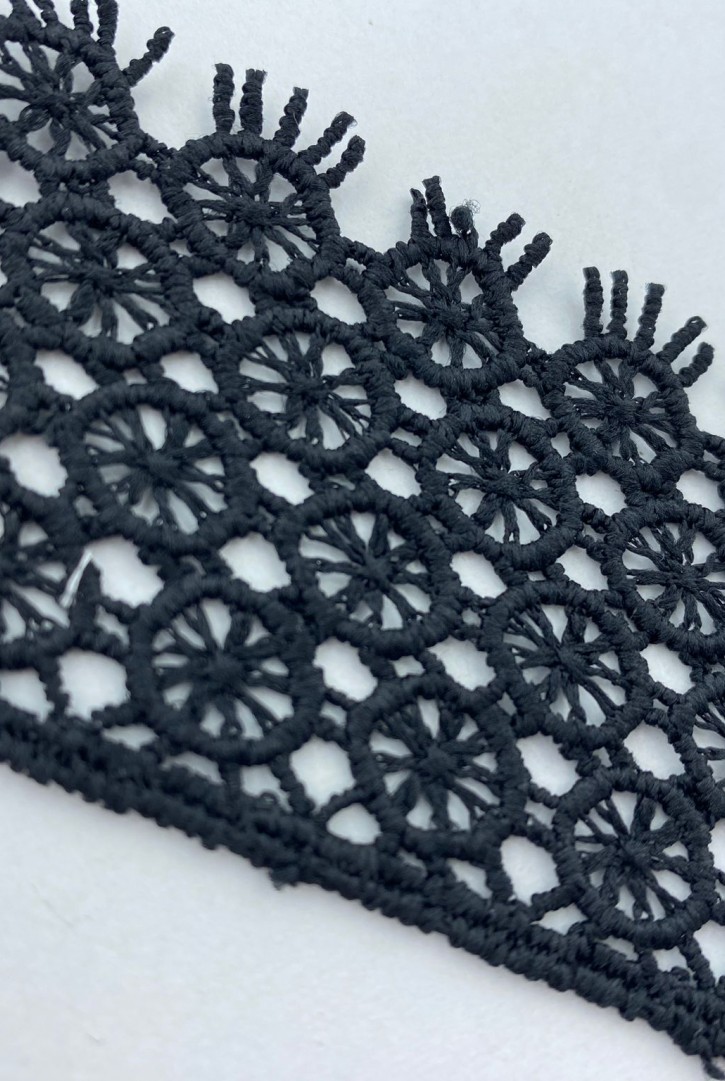 5 cm Siyah Güpür Brode Bant