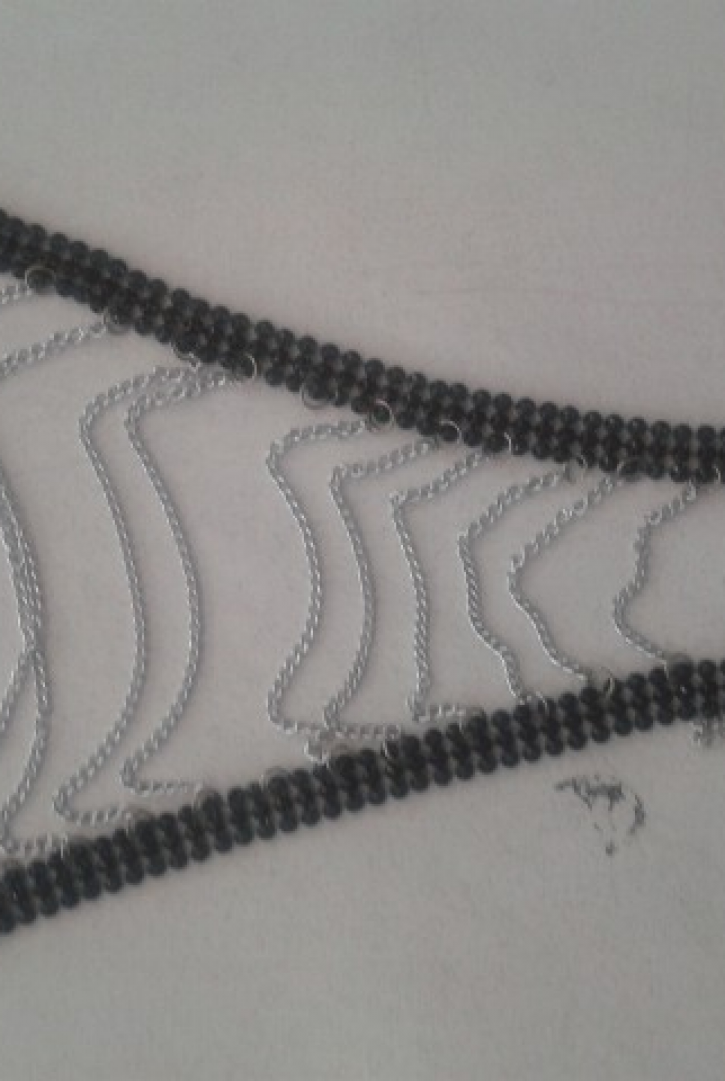 Siyah Boncuklu İthal Yaka