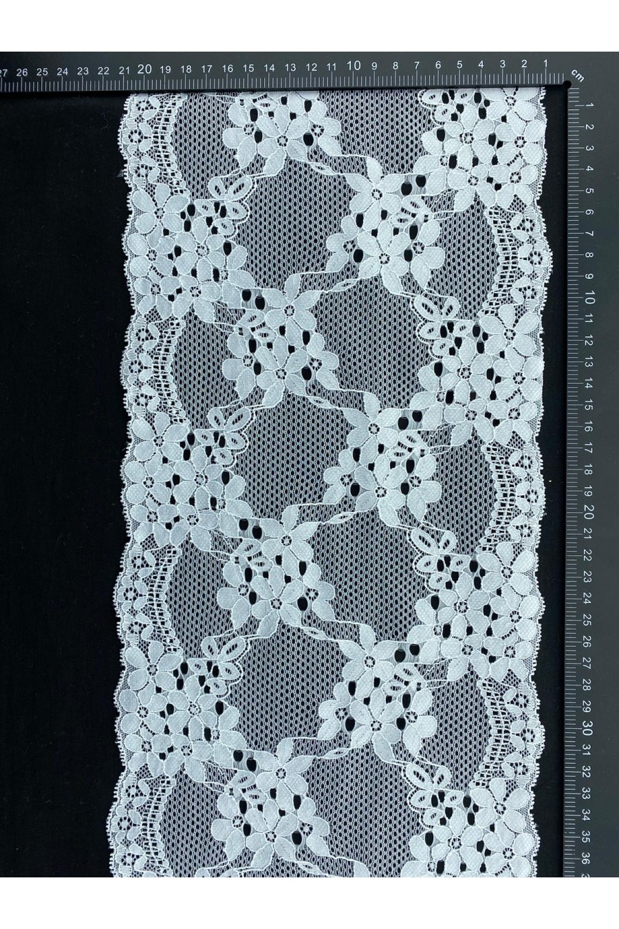 15294-METRE Optic White Likralı Polyester Dantel, 20 cm