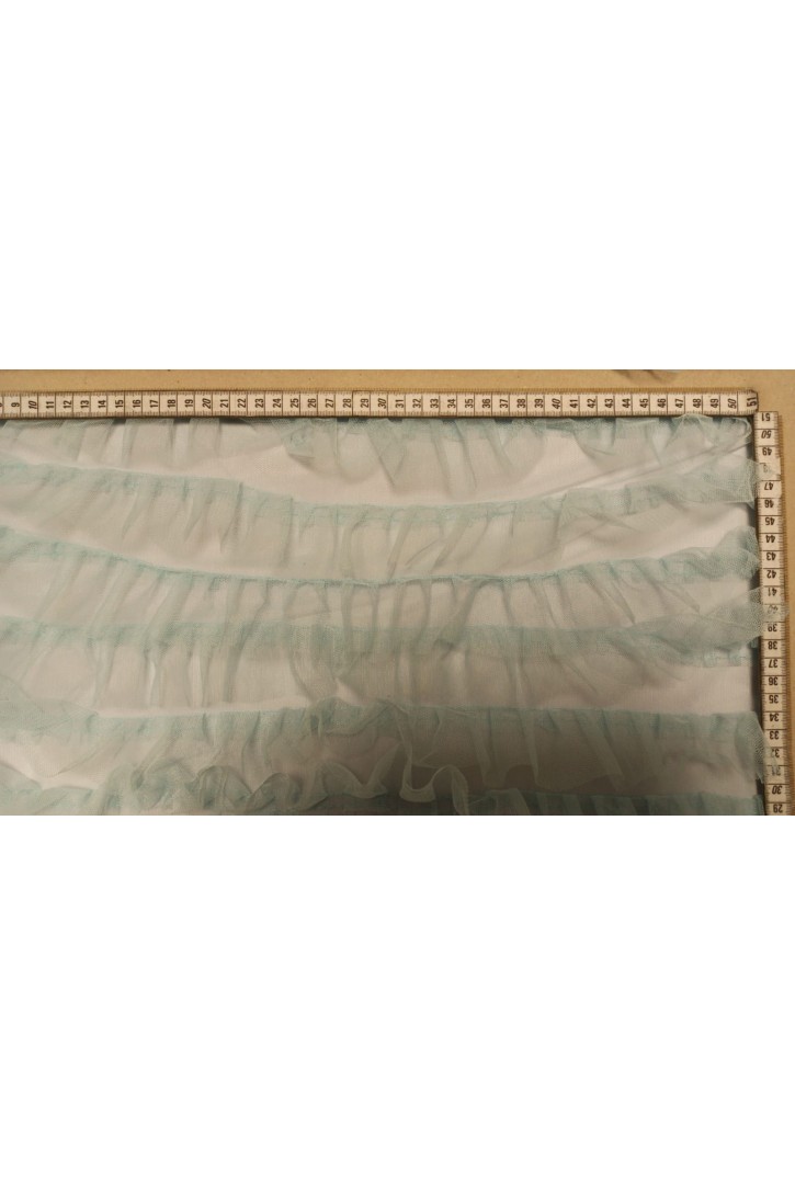 Bebe Mavi Fırfırlı Naylon Tül Dantel Kumaş - 145 cm