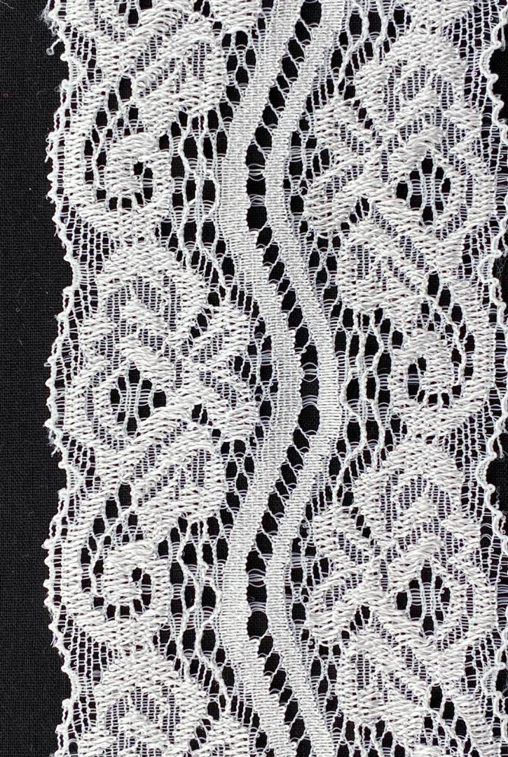 Optik Beyaz Likralı İthal Polyester Dantel Bant, 6,5 cm