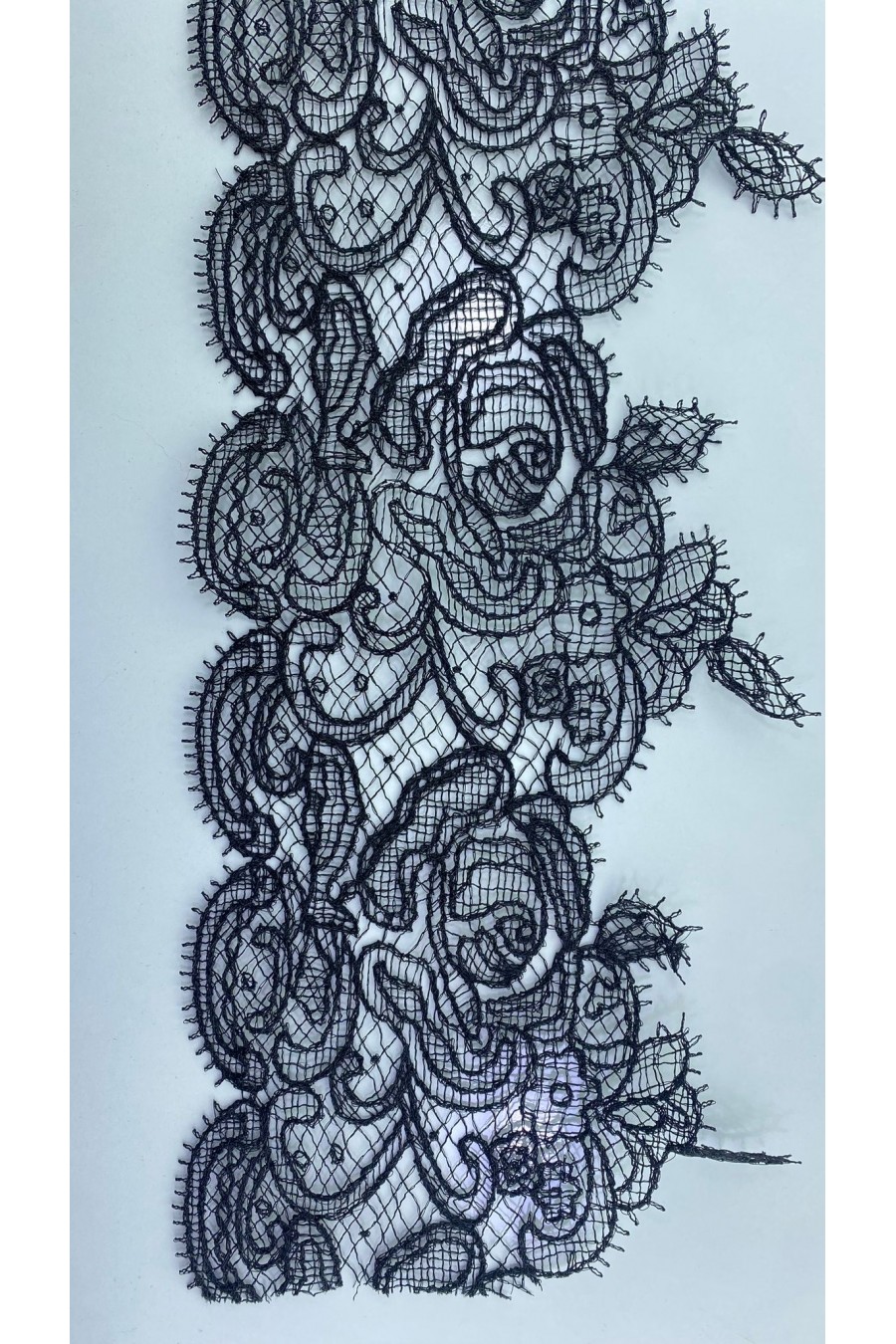 23072 DANTEL/İTHAL/BANT/POLYESTER/APLİKE/SİYAH/12 CM