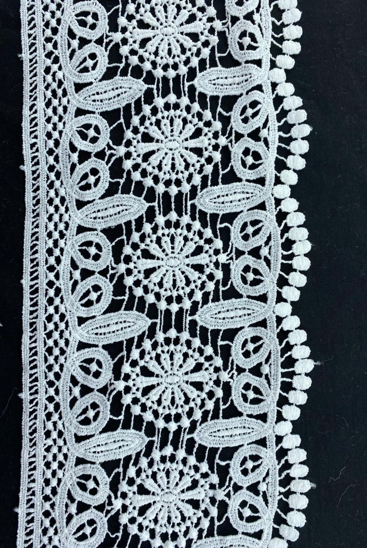 14,5 cm Beyaz Mat Polyester Yerli Güpür Brode Bant