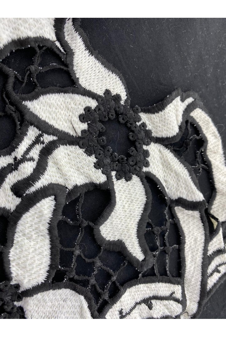 25 cm Siyah-Beyaz İthal Polyester Brode Bant