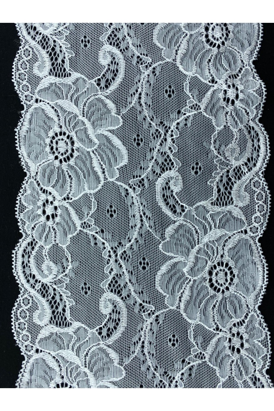 Off White Likralı İthal Polyester Dantel Bant - 17 cm