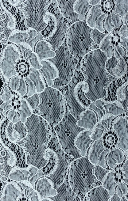 Optic White Likralı Polyester Dantel Bant, İthal, 17 cm