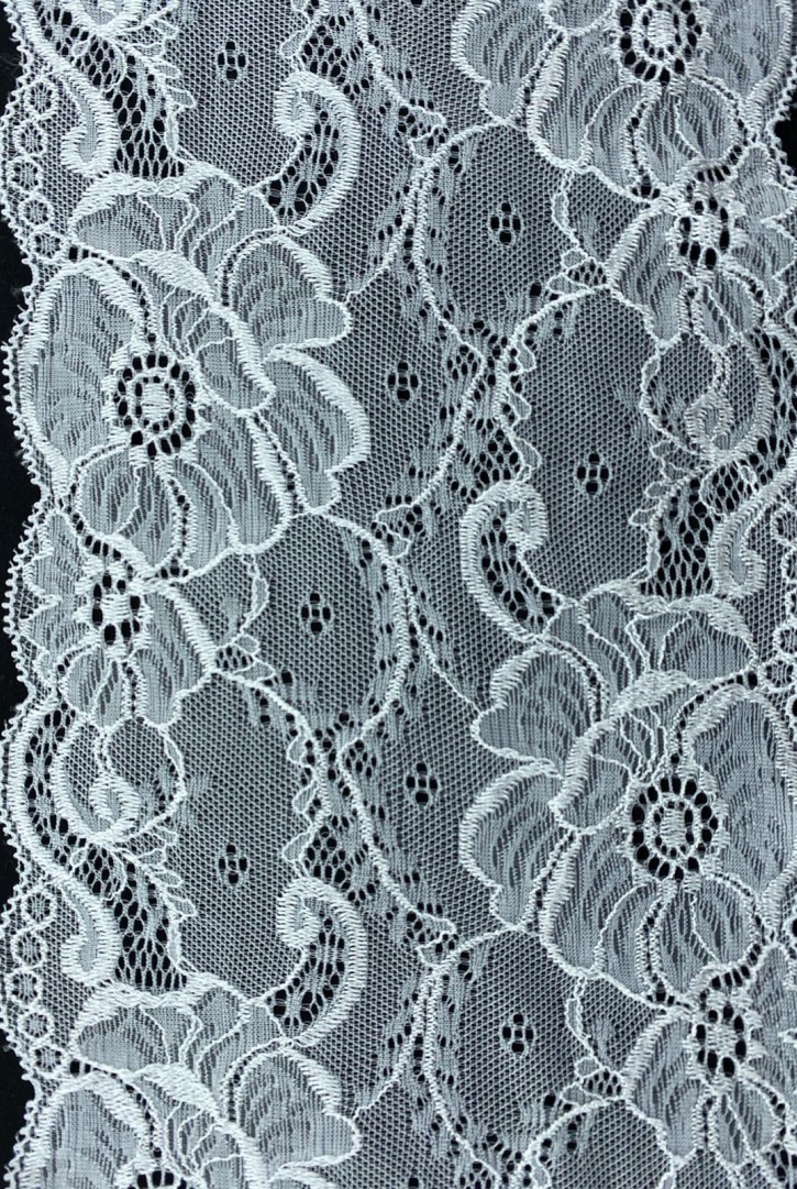 Optic White Likralı Polyester Dantel Bant, İthal, 17 cm