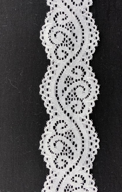 4,5 cm Off White Likralı İthal Dantel Bant