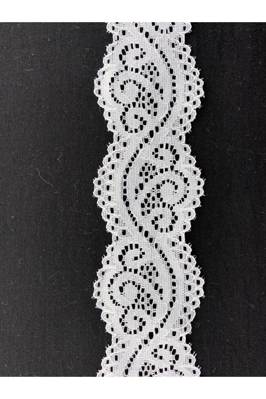 4,5 cm Off White Likralı İthal Dantel Bant