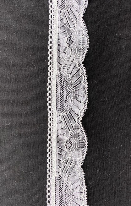 Optik Beyaz Parıltılı Likralı Polyester Dantel Bant, 3 cm