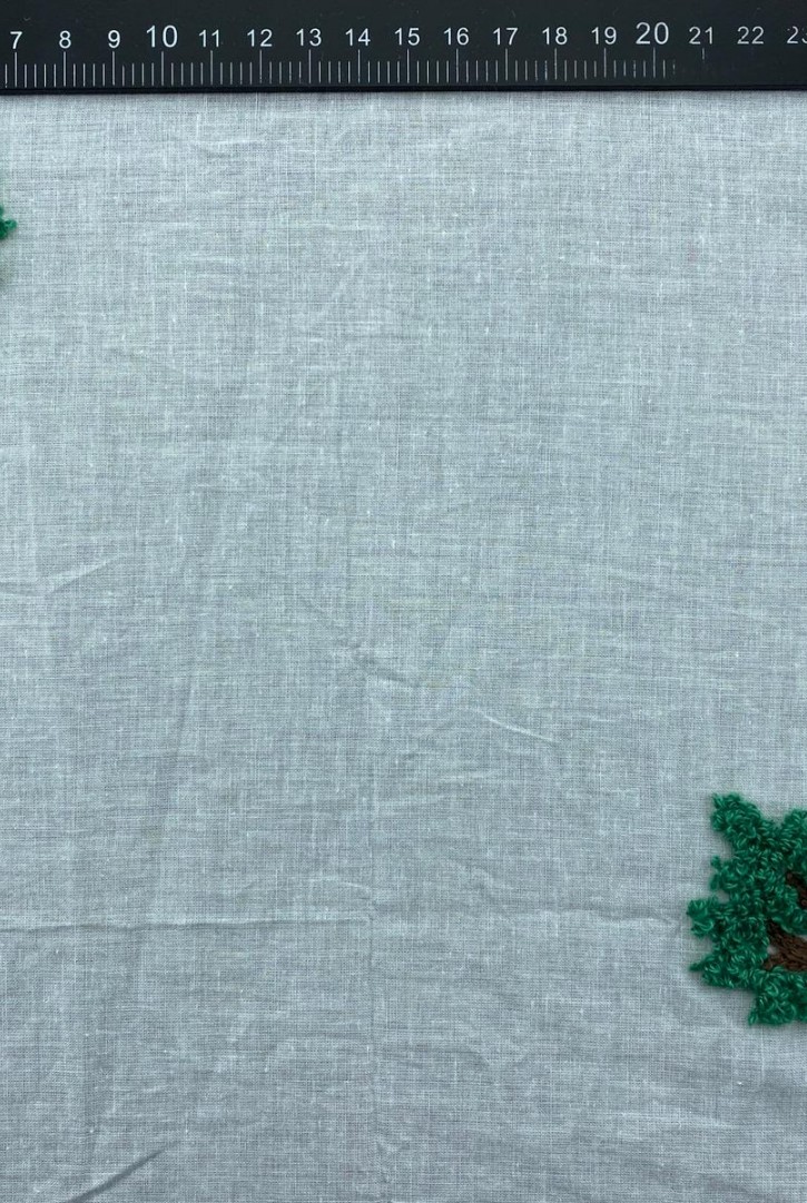 Benetton Yeşil-Kahve Dal Yaprak Nakışlı Brode