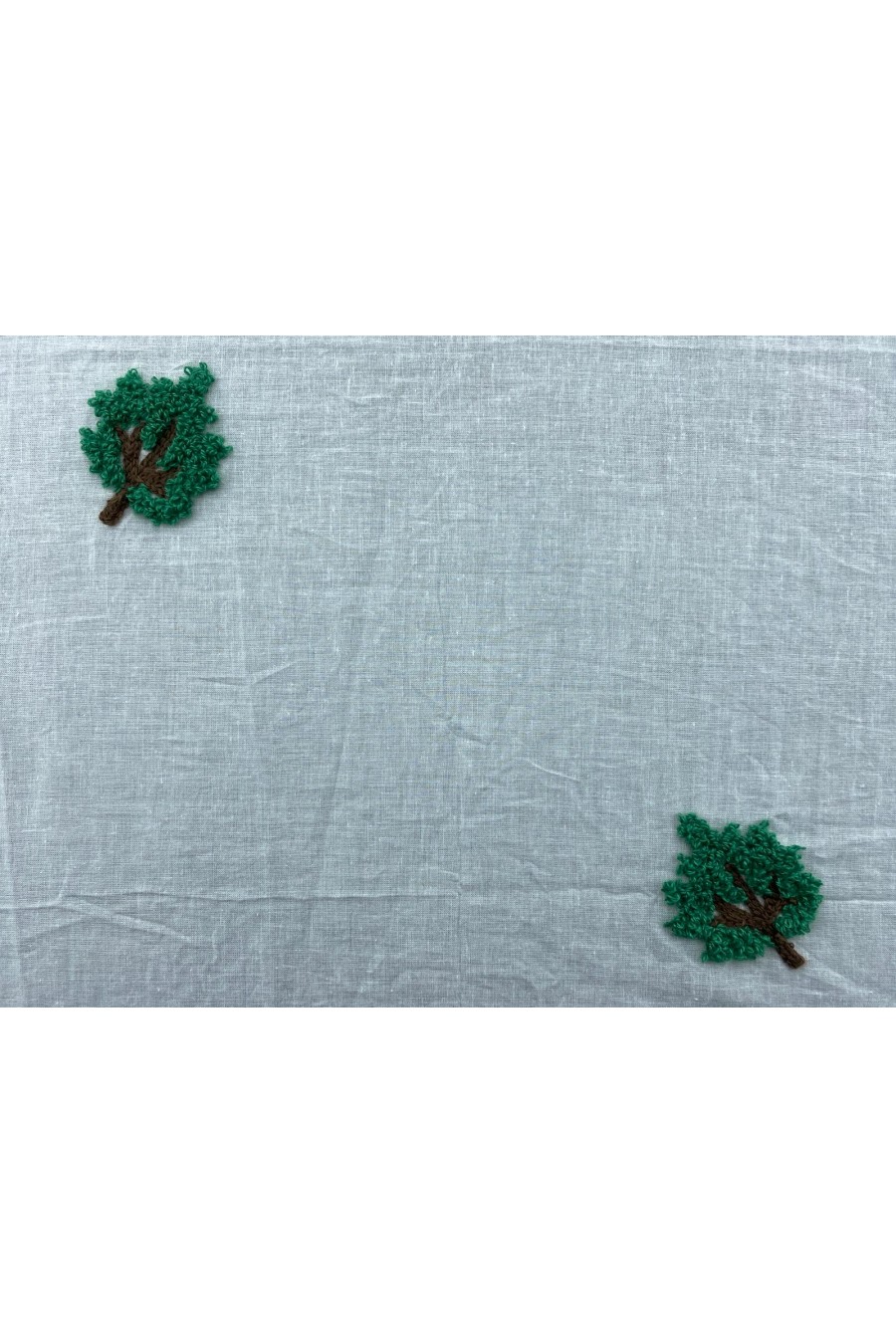 17824-METRE Benetton Yeşil-Kahve Dal Yaprak Nakışlı Brode