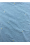 22040-METRE 22040 BRODE/YERLİ/LEZ/PAMUK POLYESTER LİKRALI/PAPATYA NAKIŞLI/MAVİ ZEMİN/BEYAZ-SARI NAKIŞ