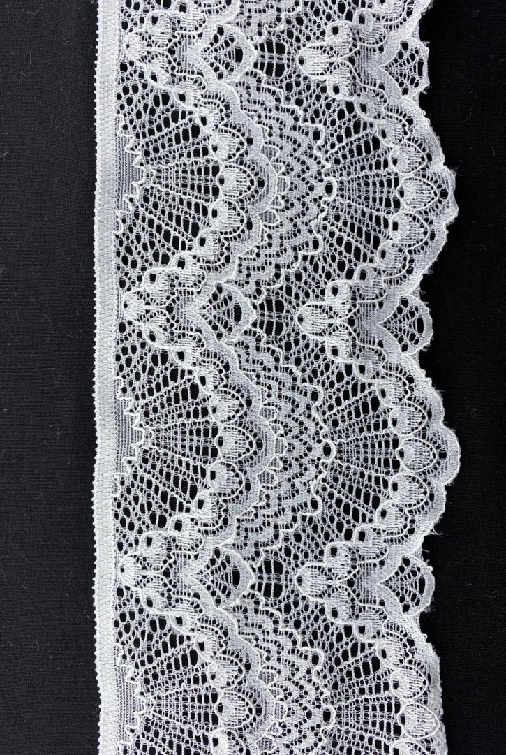 Off White Likralı Dantel Bant, 9.5 cm