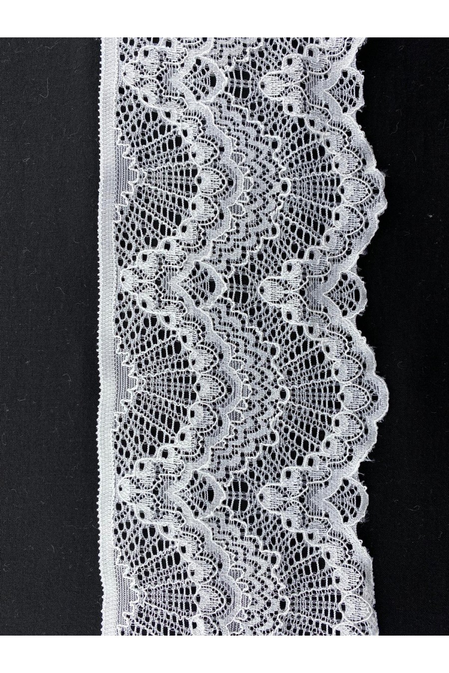 Off White Likralı Dantel Bant, 9.5 cm