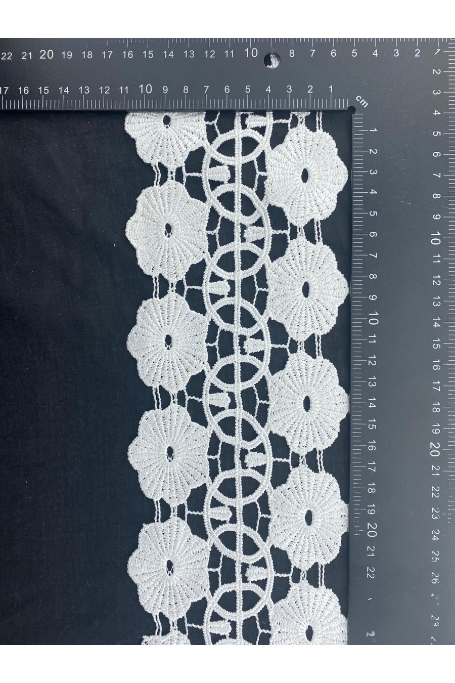 12 cm Beyaz Parlak Polyester Brode Bant