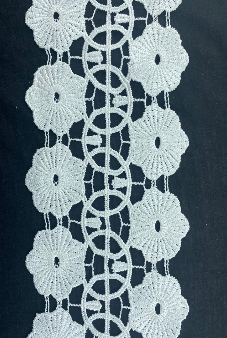 12 cm Beyaz Parlak Polyester Brode Bant