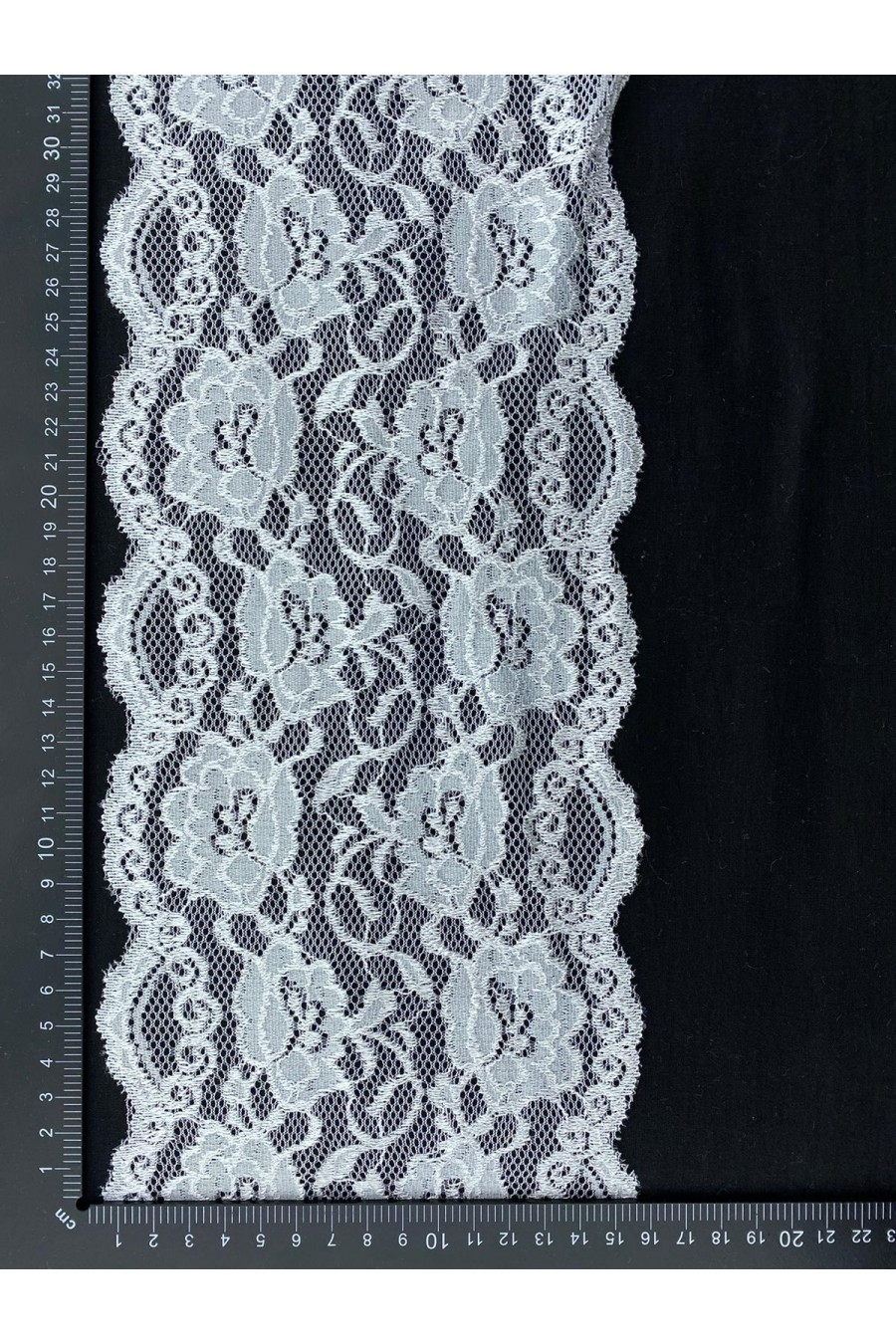 Off White Parıltılı Likralı Dantel Bant