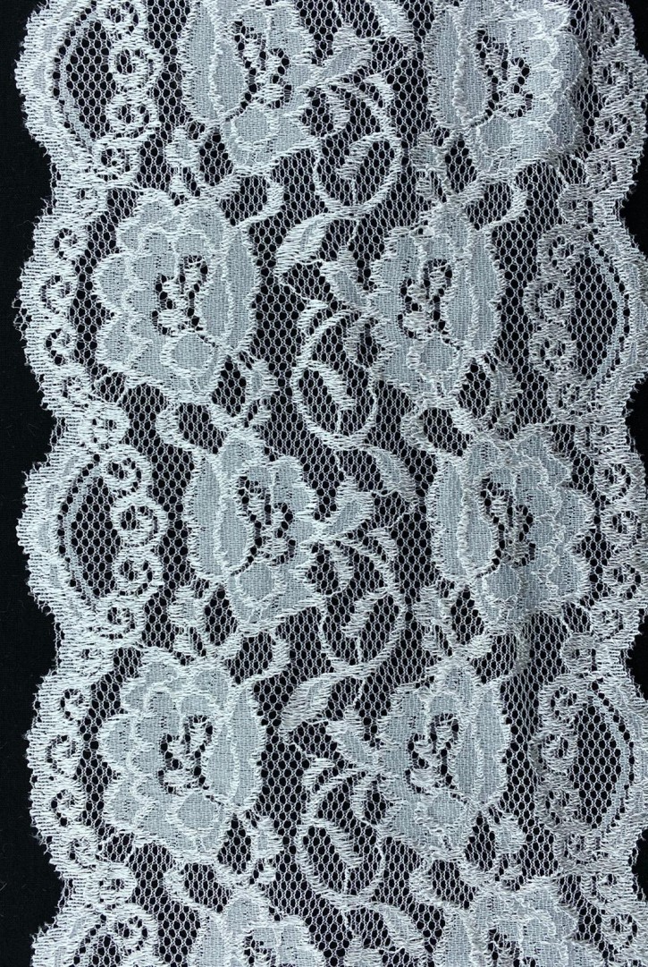 Off White Parıltılı Likralı Dantel Bant