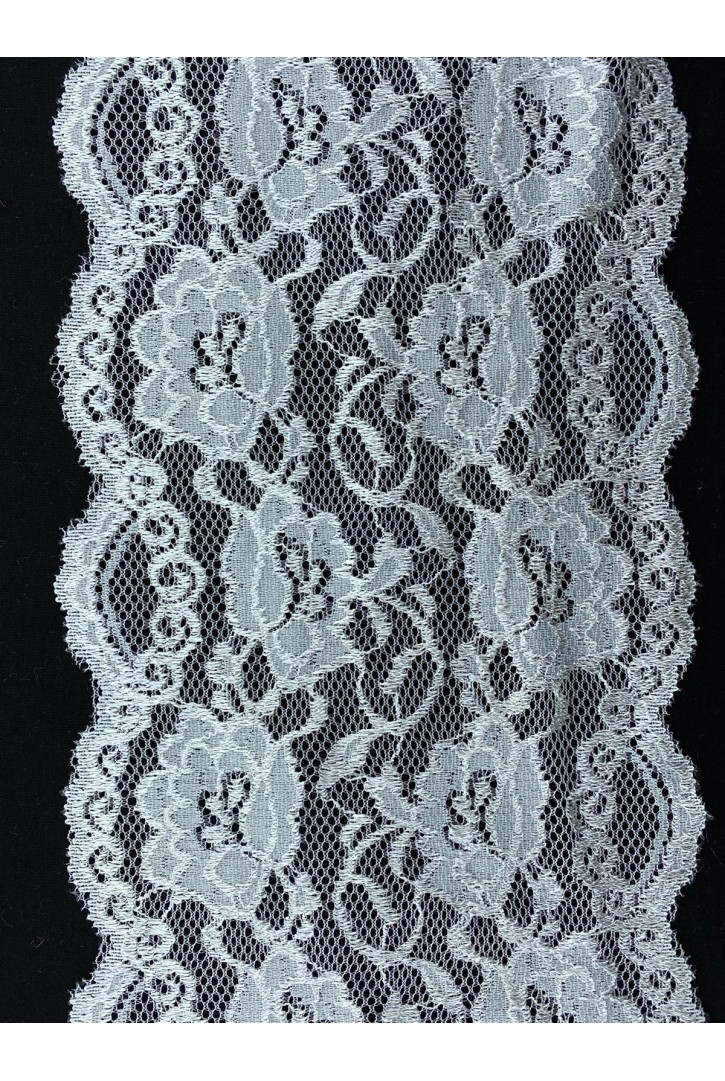 Off White Parıltılı Likralı Dantel Bant