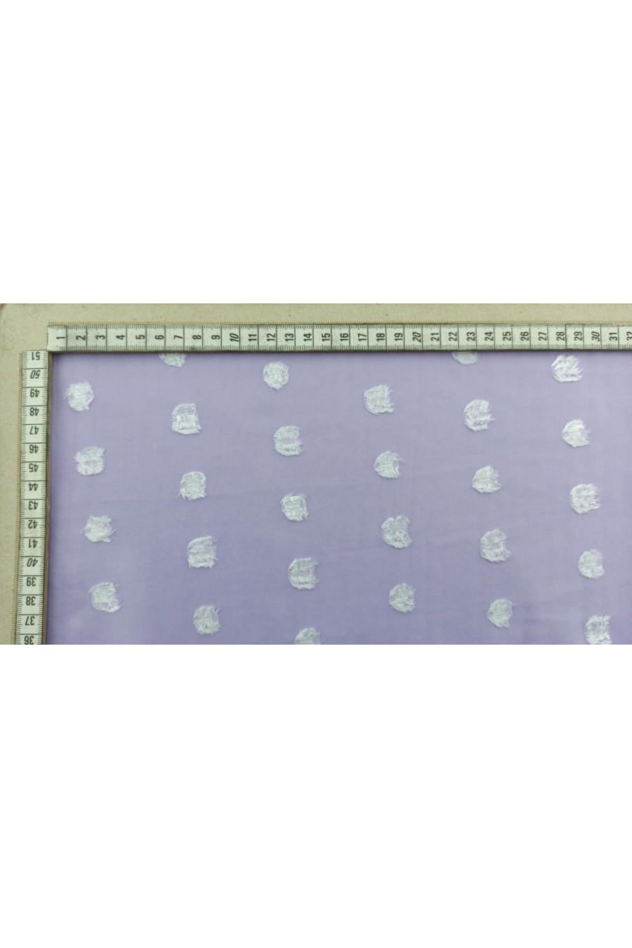 Lila Zemin Beyaz Puanlı Şifon - Yerli Polyester (10316)