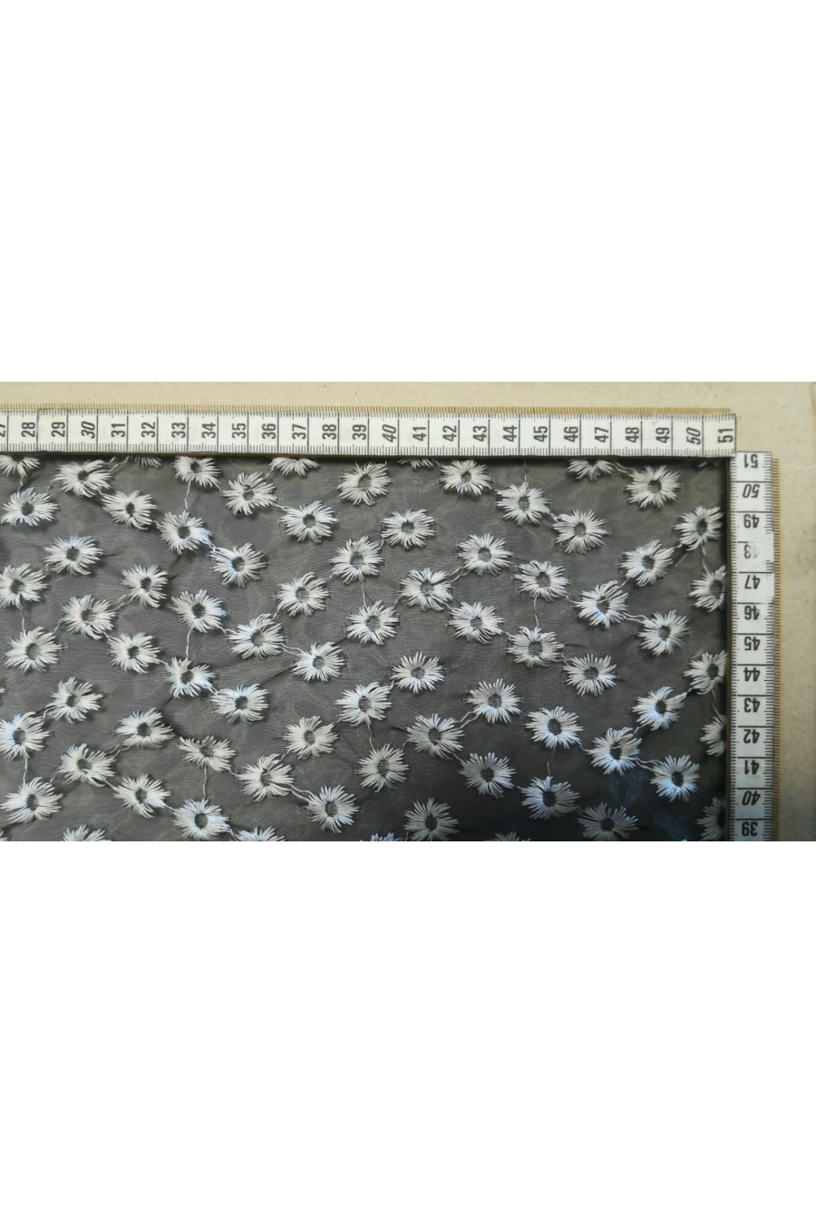 7857 BRODE/YERLİ/LEZ/SİYAH ORGANZE ÜZERİ/POLYESTER/HAM/125 CM