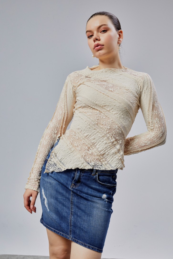 22068 HAZIR GİYİM/BLUZ/KREM/M