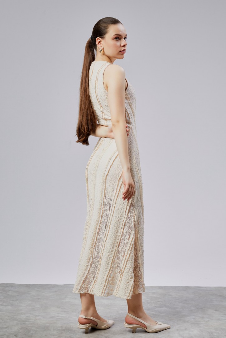 22066 HAZIR GİYİM ELBİSE KREM SERİ (S,M,L)