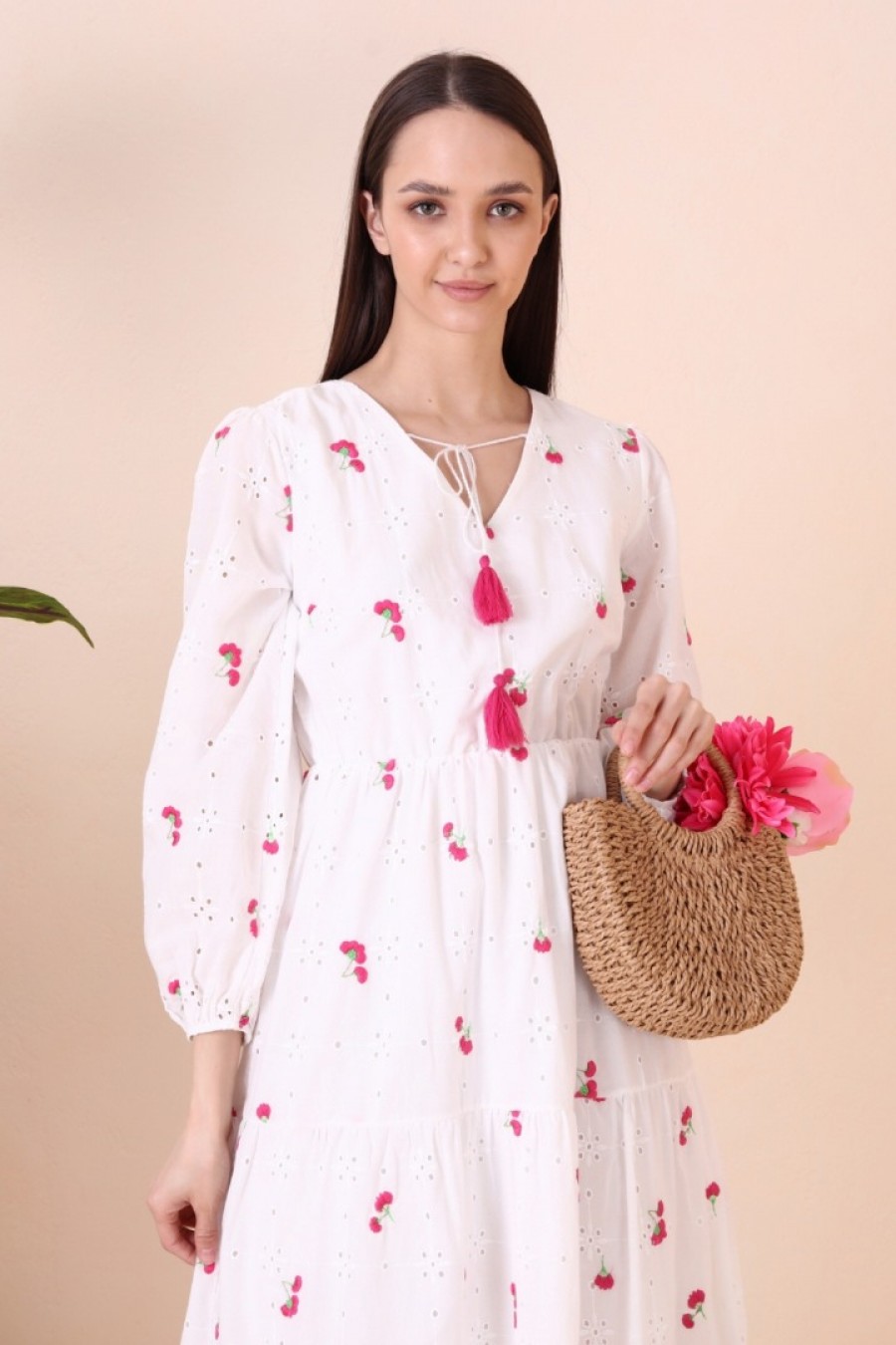 Kadın V Yaka Maxi Elbise