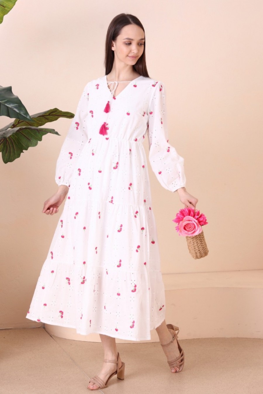 Kadın V Yaka Maxi Elbise