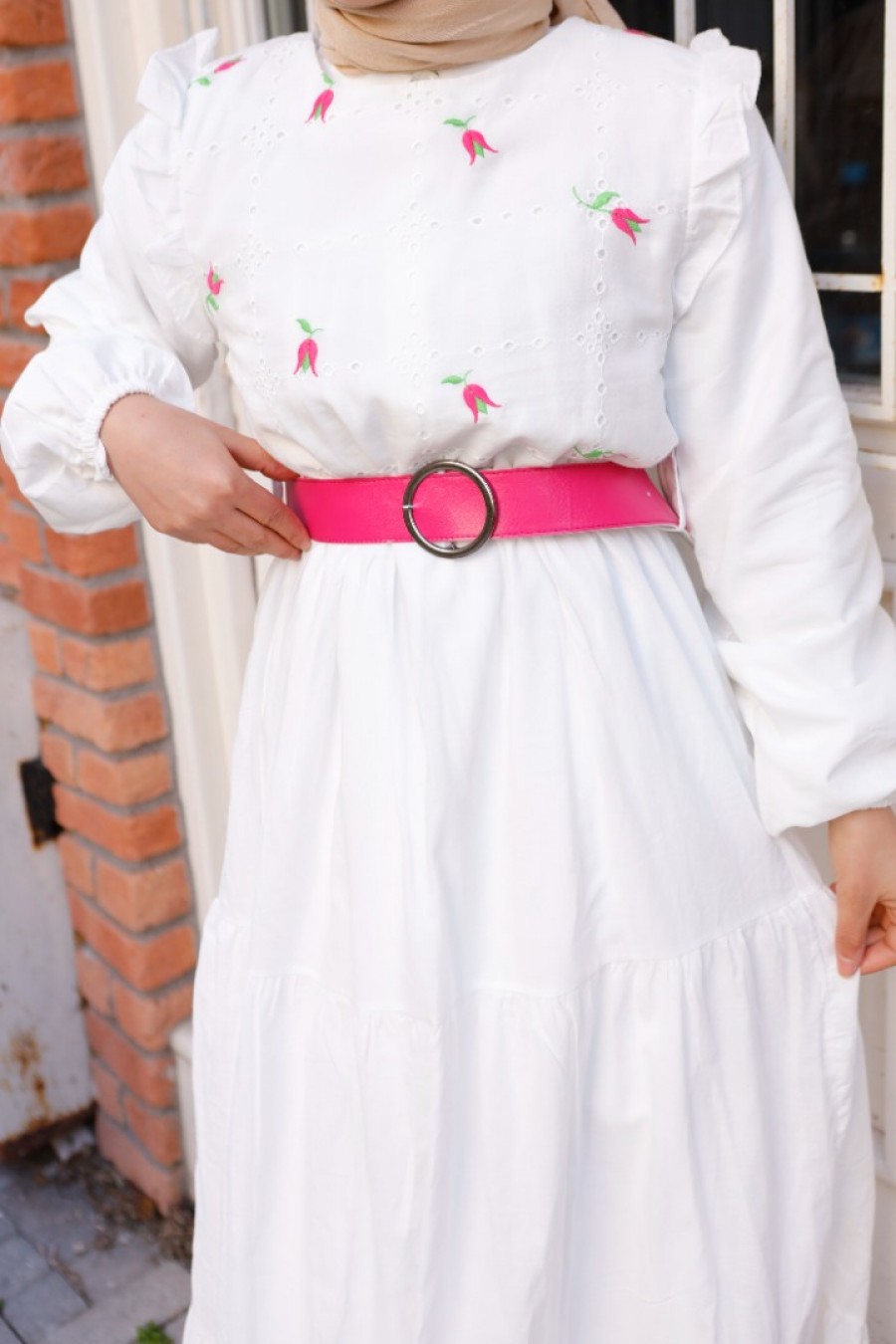 16510 Kadın Çan Etekli Maxi Elbise