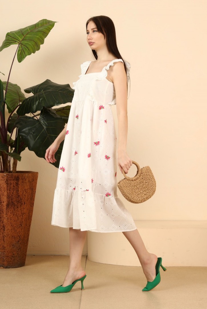 Kadın Kalın Askılı Midi Fisto Elbise