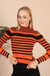 18730 Kadın Çizgili Triko Kazak