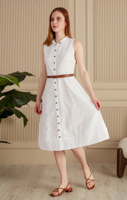 Kadın Önü Patlı Kolsuz Elbise