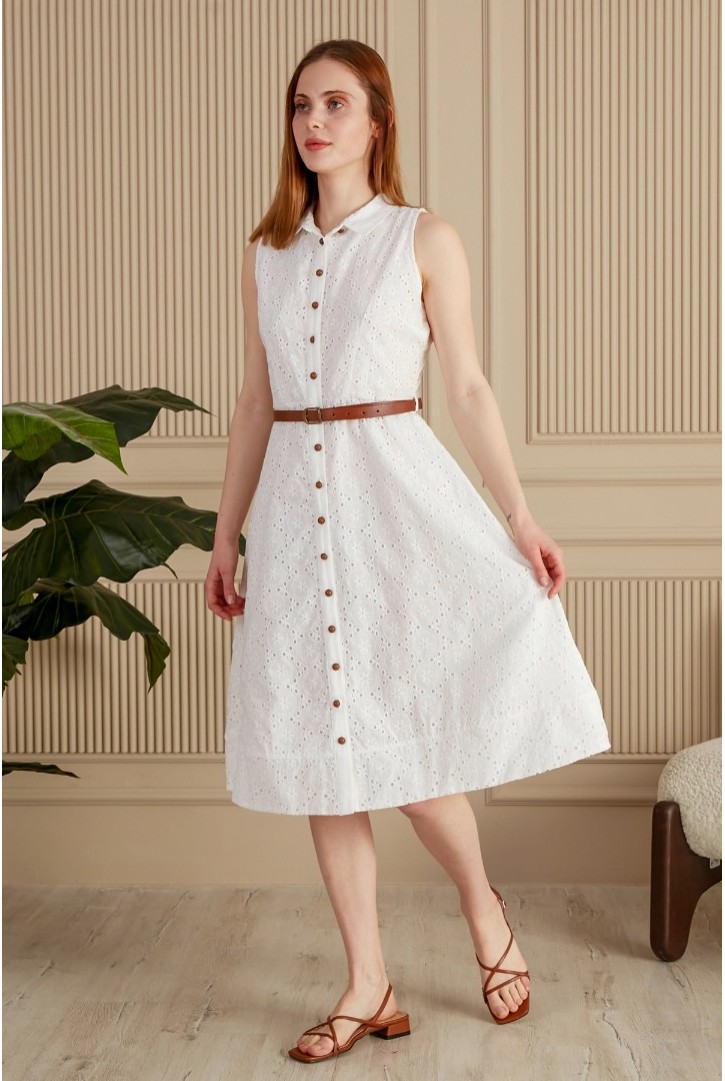 Kadın Önü Patlı Kolsuz Elbise