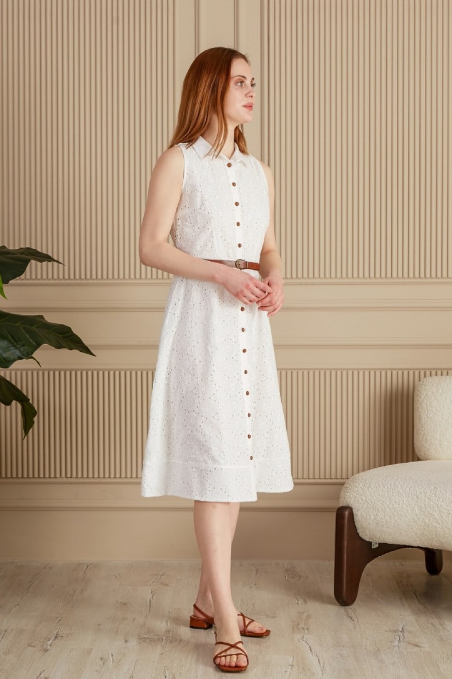 Kadın Önü Patlı Kolsuz Elbise